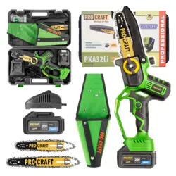 Aku ručná reťazová pílka Procraft PKA32Li; 20V/1x4Ah; s automatickým mazaním reťaze; púzdro+kufor
