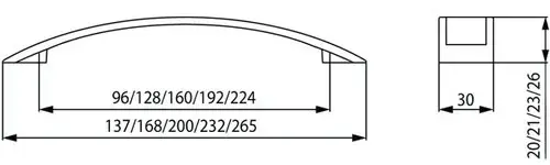 Úchytka 2113-168 ZN21; nikel brúsený / rozteč 128