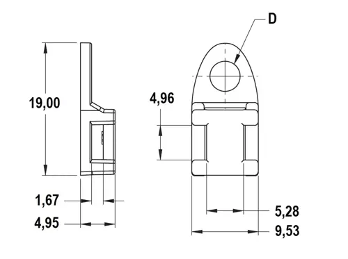Držiak viazacích pások M4; D4,3; šírka sťahovacej pásky do 4,8 mm