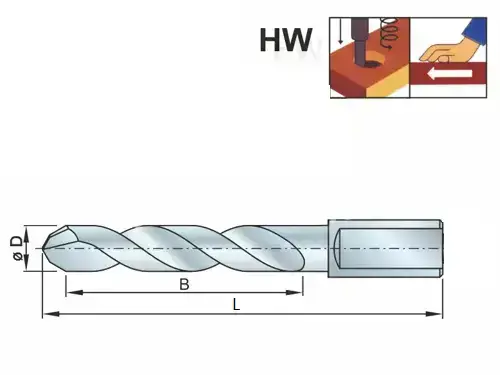 Vrták pre HPL; D 4,0; B22; L57,5; stopka 10; ľavý