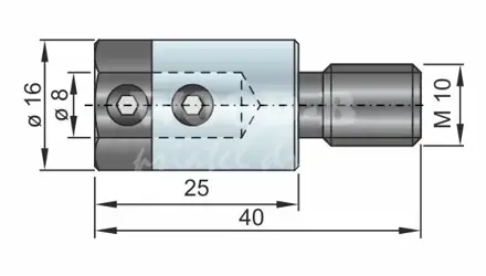 Redukcia D3=8; D2=16; M10; L=40; ľavá; pre kolíkovačky a CNC stroje