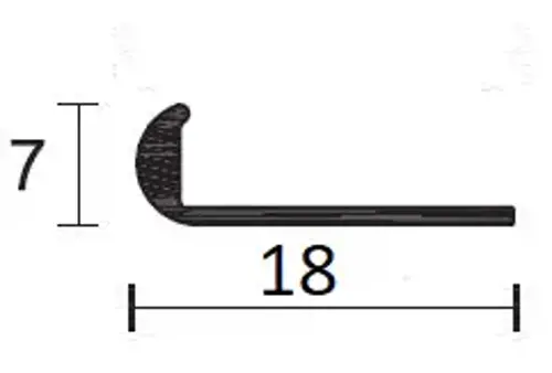 Oblúkový profil Al; 18x7x1; 2m