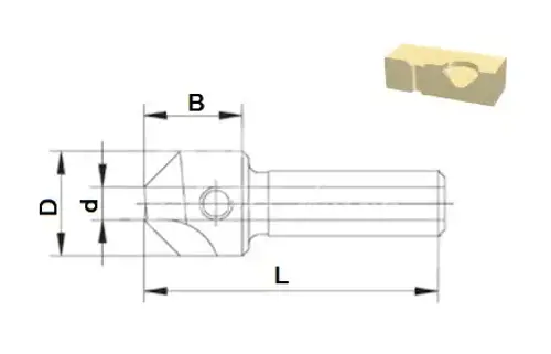Záhlbník so stopkou pre vrták; D16; d5; B10; L46; stopka 10