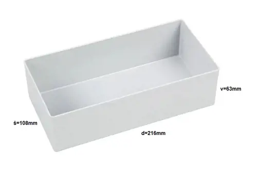 Plastový box; d216; š108; v 63; šedý