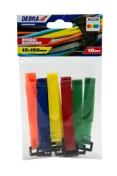 Sťahovacie pásky na suchý zips 12x150mm, farebné 10 ks