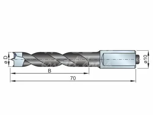 Vrták kolíkovací LASER; D 5; B 35; stopka 10x30; L 70; pravý