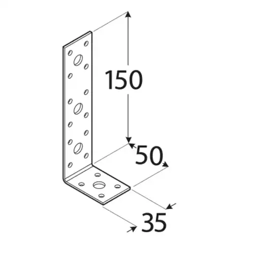 Uholník KL3; 50x150x35x2,5 mm