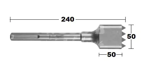 Sekáč SDS-Max na povrchové úpravy 50×50 mm; dĺžka 240 mm; 16 zubov