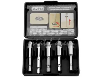 Sada vyťahovačov poškodených skrutiek HSS; 5 ks