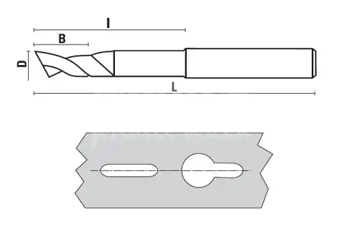 Špirálová fréza na hliník; D 8; B14; l90; L120; Z1; stopka 8