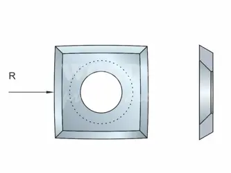 Rádiusová štvorcová žiletka pre špirálové hobľovacie hlavy; HW; 15x15x2,5  R100; masív