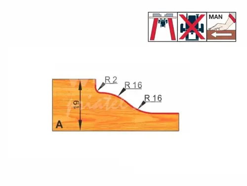 Výplňová fréza s ložiskom; D76,2; B16,0; L64,7; 2xR16; stopka12