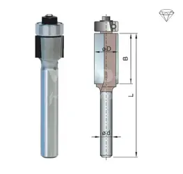 Zarovnávacia fréza DIA; D12,7; B13; L45; lož.D12,7; stopka 8
