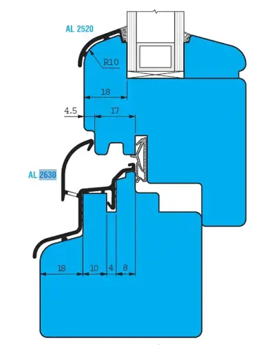 Hliníkový okenný profil RÁM; AL2633; hnedý