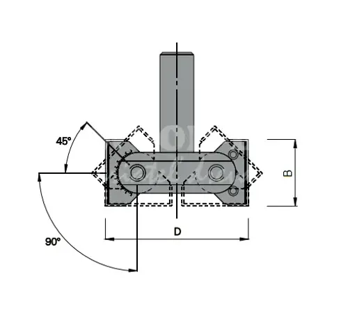 Fréza CNC uhlová nastaviteľná; D85; -45°+90°; B40; Z2; stopka20