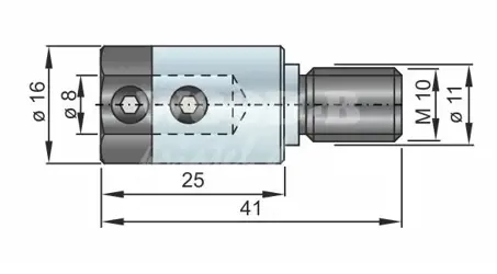 Redukcia D3=8; D2=16; M10/11; L=41; pravá; pre kolíkovačky a CNC stroje