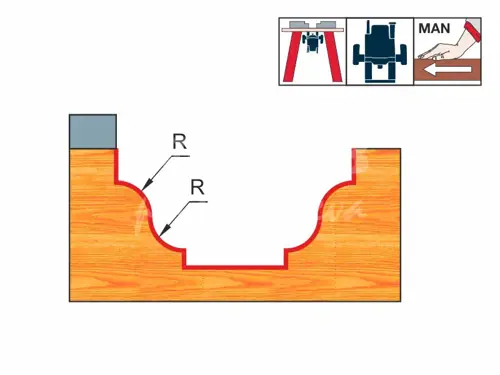 Kopírovacia fréza pre tvarovú drážku; D19,0; B12,5; L55,0; R3,2; stopka 8