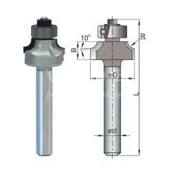 Zaobľovacia fréza HW; R3; D20; B8,5; L44; stopka 8