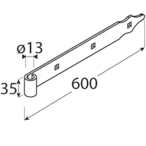 Záves pásový čierny ZP 600/13; 600x35x4 mm