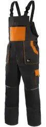 Nohavice monterkové na traky čierno-oranžové vel.54