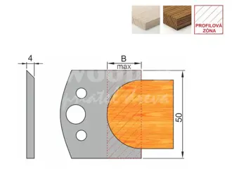 Zákazkový profilový nôž FLURY; 50x46x4; B17,5; HS