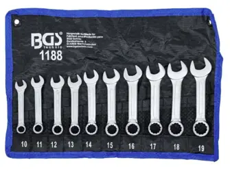 Sada očkoplochých kľúčov; veľmi krátke; 10 - 19 mm; 10-dielna
