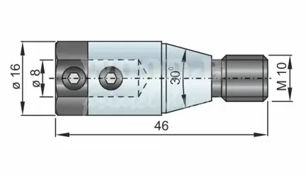 Redukcia D3=8; D2=16; M10/30°; L=46; pravá; pre kolíkovačky a CNC stroje