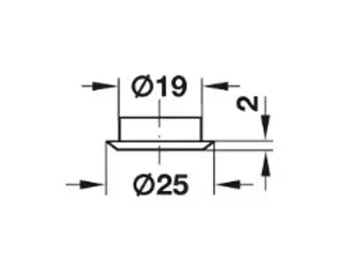 Cylindrická rozeta Symo; D25; d19; oceľ