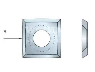 Rádiusová štvorcová žiletka pre špirálové hobľovacie hlavy; HW; 15x15x2,5; R100; masív