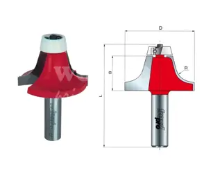 Zaobľovacia fréza na CORIAN; Z=2; D57,2; B31,8; L80,95; R12,7; stopka 12; ložisko 22,2