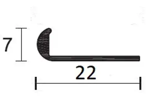 Oblúkový profil Al; 22x7x1; 2m