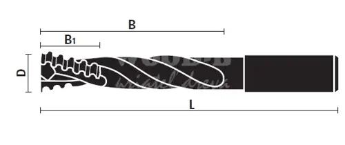Fréza špirálová na zámok; D16; L175; B115; b25; Z2; stopka 16x45