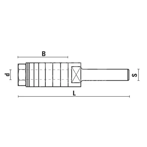 Upínací tŕň s medzikrúžkami, k drážkovacím frézam; d7,94; B66; L108; stopka12