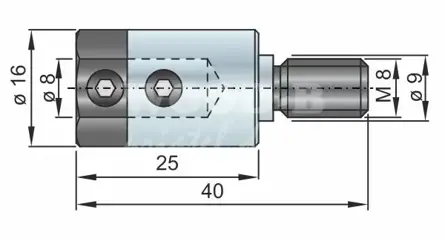 Redukcia D3=8; D2=16; M8/9; L=40; pravá; pre kolíkovačky a CNC stroje