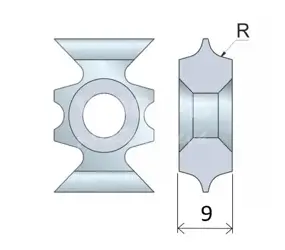 Zaobľovací a zrážací element obojstranný; HW;  15x22,3x9; R3; masív