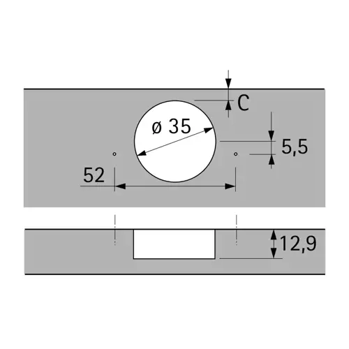 Štandartný záves Sensys 8645i; polonaložený 110°; TH52x5,5mm