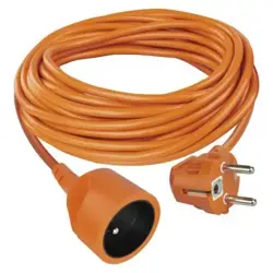 Predlžovací kábel; 10 m; 1 zásuvka; oranžový; PVC; 250 V; 1,5 mm2