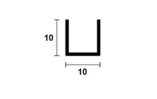 Kanálikový U profil Al; 10x10x1; 2m