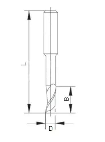 Fréza na odrezávanie sklolišty; D 5; B18; L 80; Z1; stopka 8