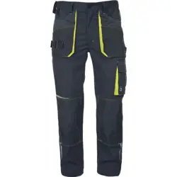 Pracovné nohavice Emerton stretch do pása; čierno/žlté; veľ.52