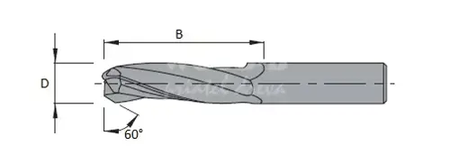 Fréza špirálová priebežná na dvere HW; D14; B50; stopka14; Z3