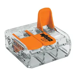 Svorka krabicová WAGO 2x0,2-4,0mm2; 3-pólová; páčková; priehľadná