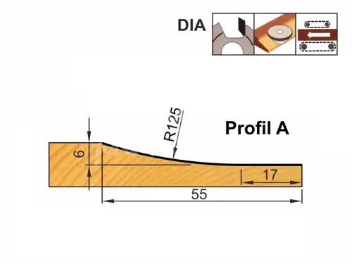 Výplňová fréza na MDF dvierka; D170; B24,5; d30; Z2; profil A