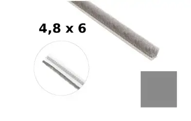 Štetina dorazová bez lepidla; 4,8x6mm; do drážky; šedá