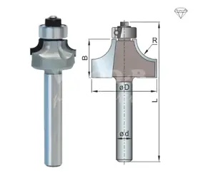 Zaobľovacia fréza DIA; R2; D18; B7,5; L45; stopka 8