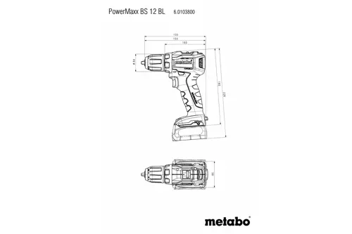 Akumulátorový vŕtací skrutkovač Metabo POWERMAXX BS 12 BL; 12V/2x2Ah; bezuhlíkový
