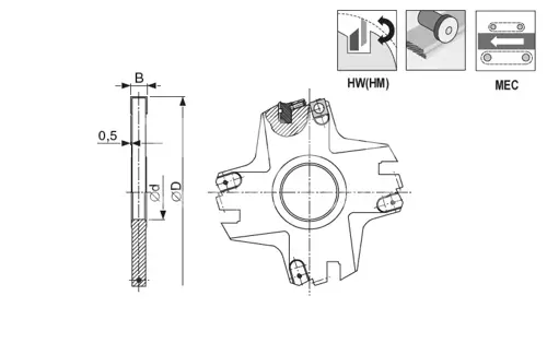 Referenčná fréza 5031; D140; B12; d40; Z4+4