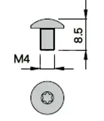 Skrutka s polguľatou hlavou; D10,0; L8,0; stopka M4