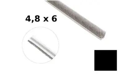 Štetina dorazová bez lepidla; 4,8x4mm; do drážky; čierna