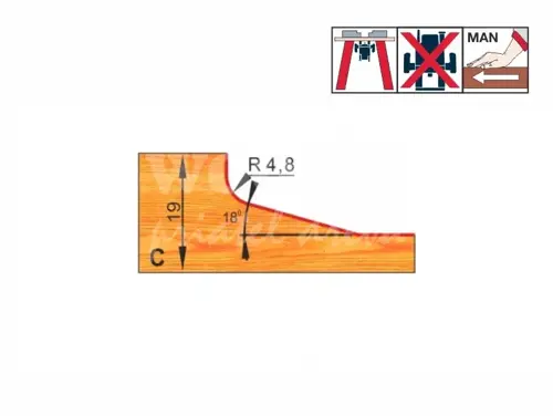 Výplňová fréza s ložiskom; D76,2; B16,0; L64,7; <18°; stopka12